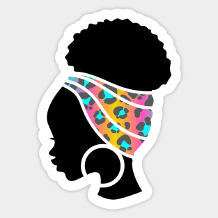 Afro Hair Woman with African Animal Pattern Headwrap Sticker